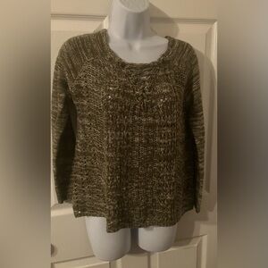 Lovemarks Lace Up olive green sweater